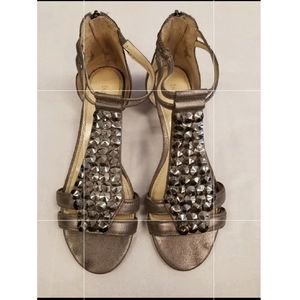 Enzo Angiolini Pewter Killy Studded Sandals 10 US
